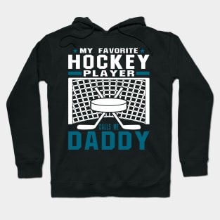 My Favorite Hockey Player Daddy Blue White Text Hoodie